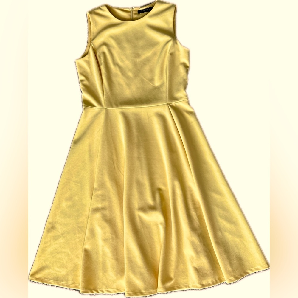 ⬇️PRICE DROP⬇️Ralph Lauren Ponte Fit and Flare Midi Dress in rich yellow, 6